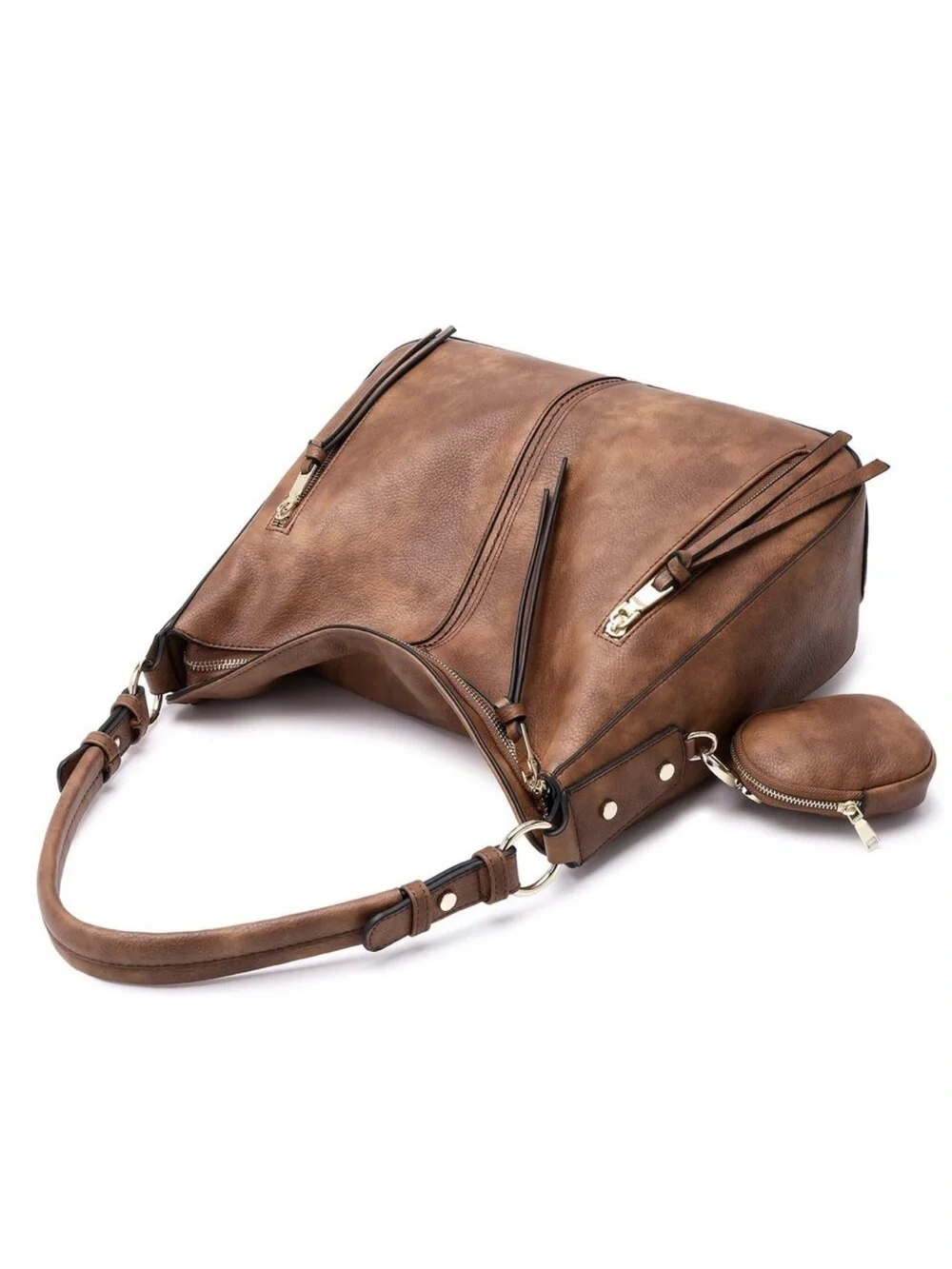 New Hobo Bags Handbags Purse Boho Shoulder Bag Crossbody Brown with Wallet